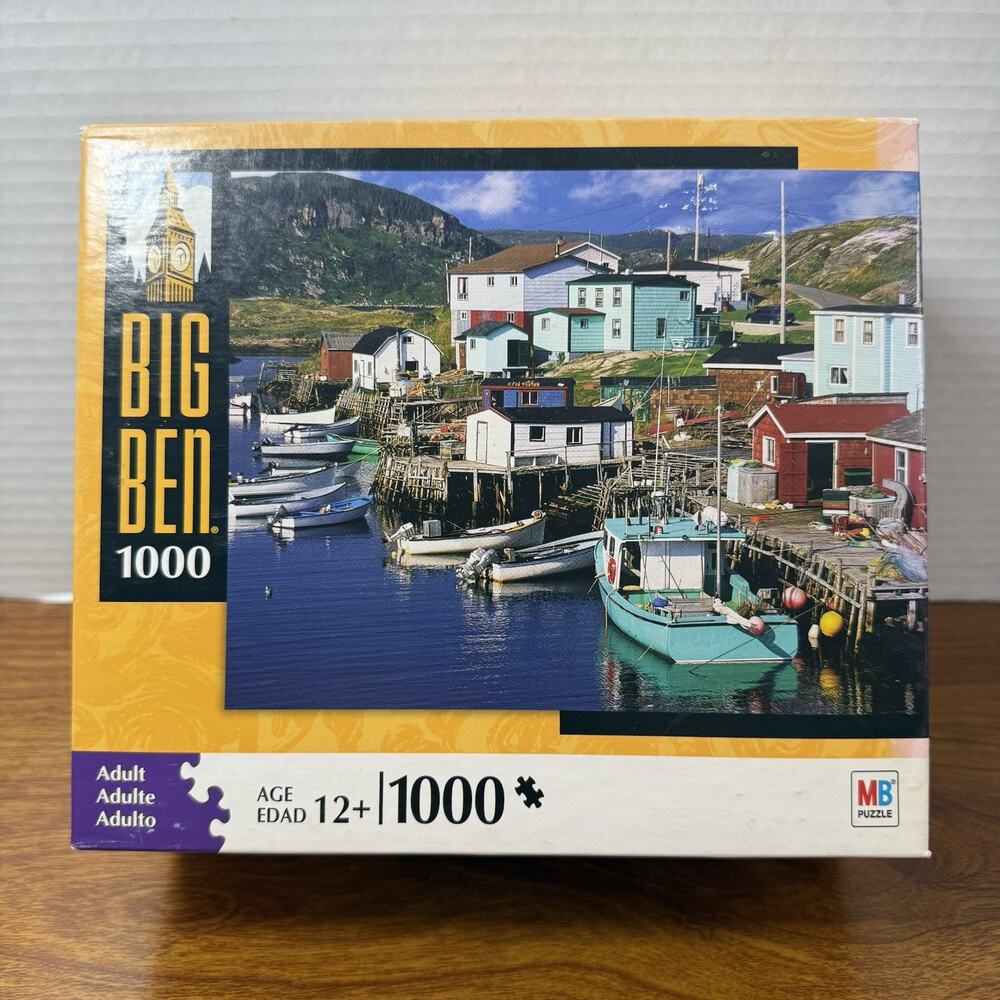 HASBRO BIG BEN PUZZLE "FISHING VILLAGE" 1000 Pc Complete